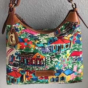 Dooney and Bourke multicolor printed nylon/leather